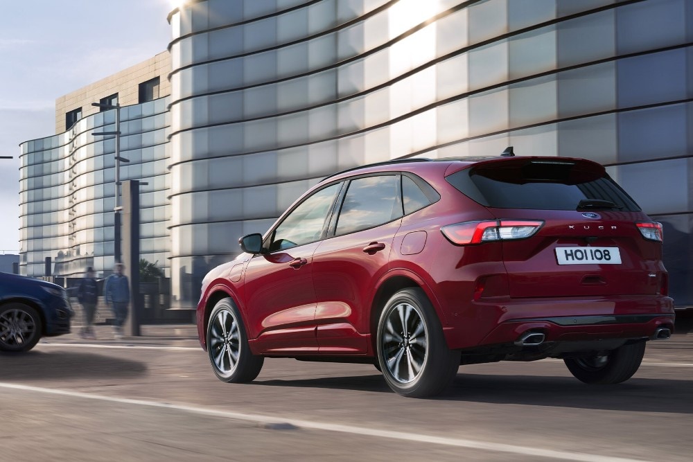 New Red Ford Kuga from the back