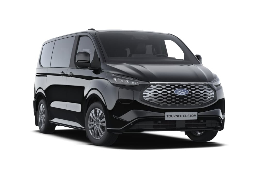 Vooraanzicht van de E-Tourneo Custom