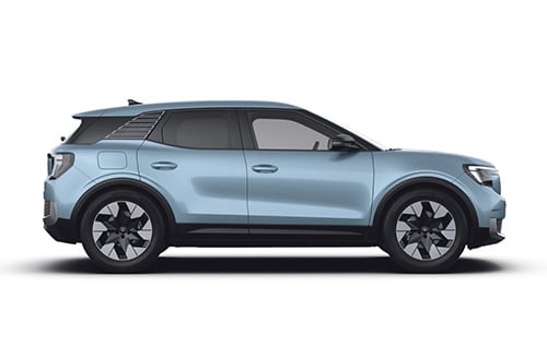 Een blauwe elektrische Ford Explorer