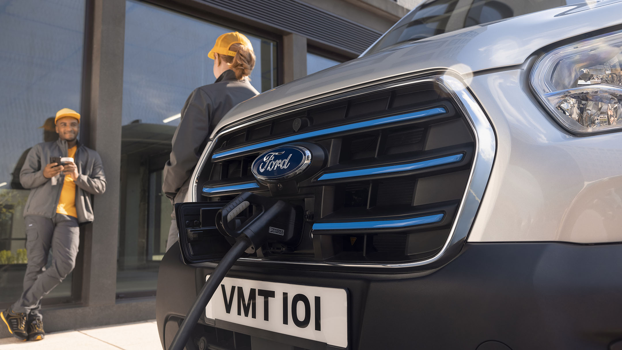 Ford commercial car close up on charging point