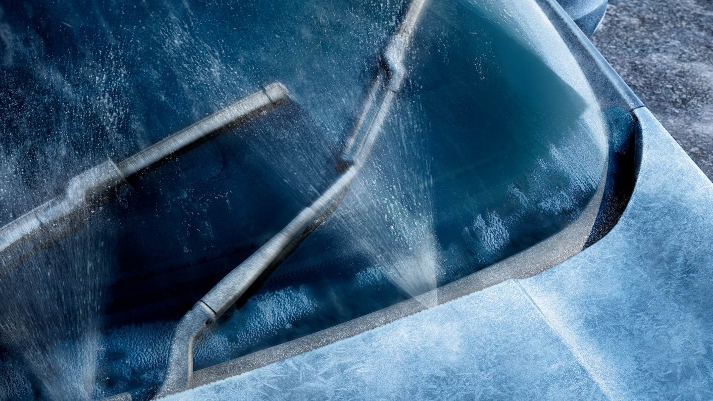 Windscreen being cleaned by wipers