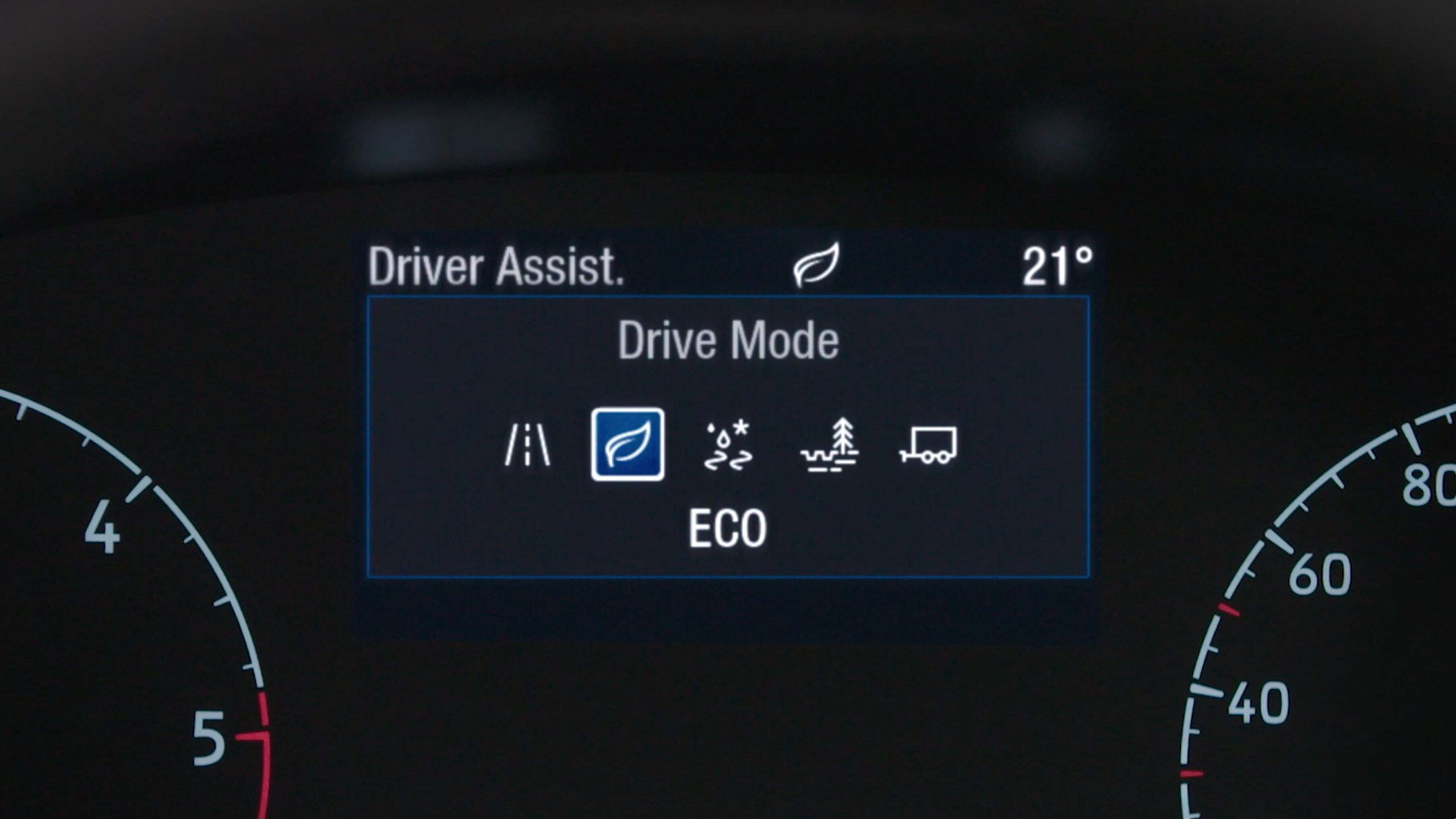New Ford Transit Custom interior with dashboard and selectable drive modes