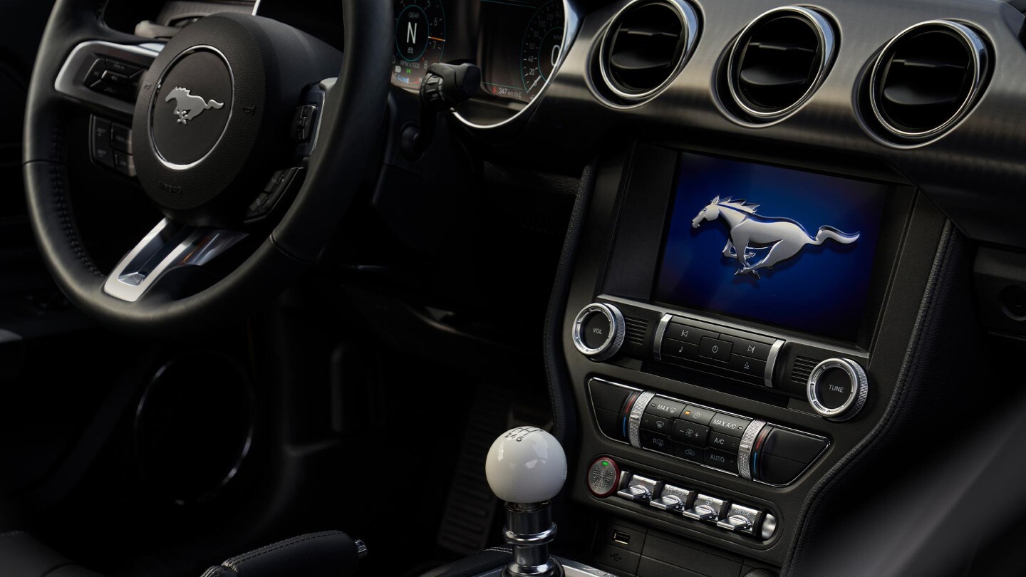 Ford Mustang Mach 1 gear stick close up