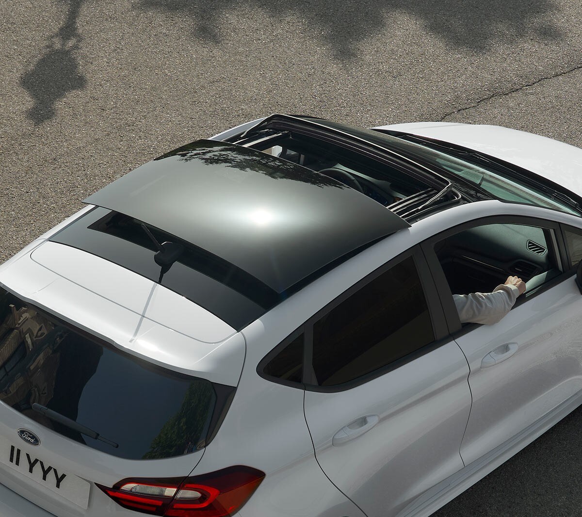 Ford Fiesta overhead view of panoramic roof