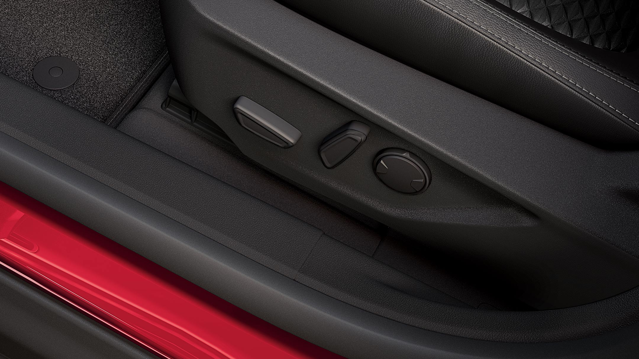 Close-up of seat adjustment controls