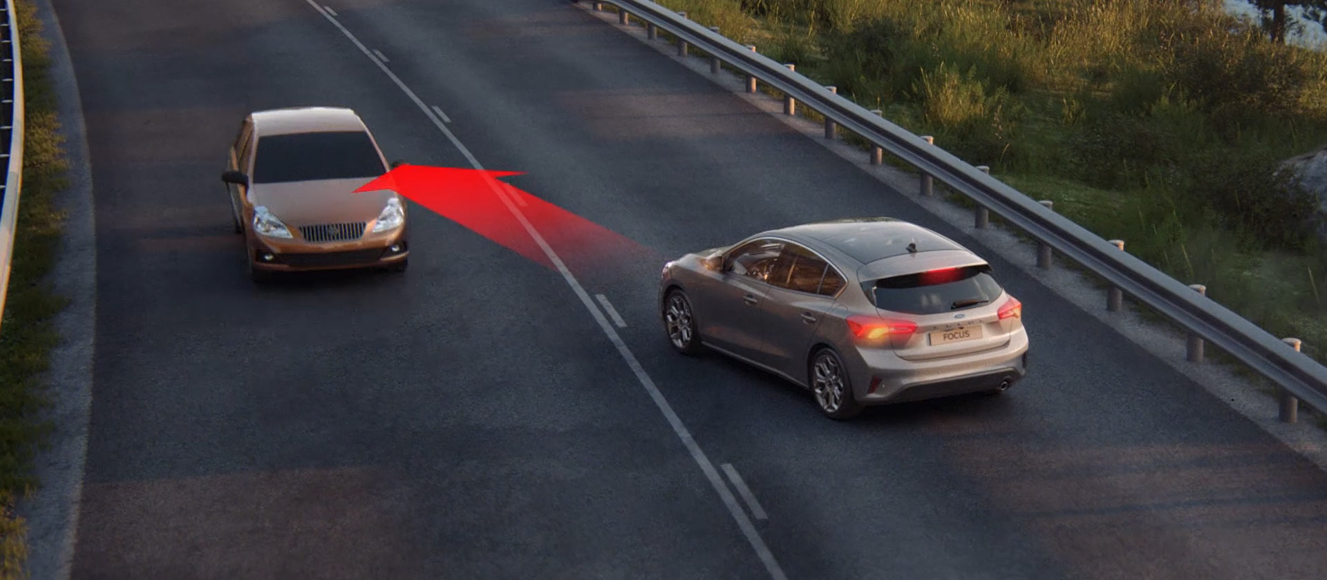 Afbeelding van het remsysteem na een botsing. 