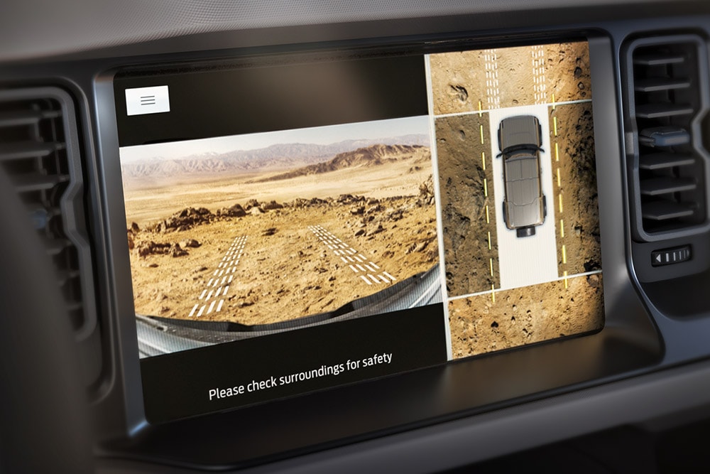 Een close-up van het Ford Bronco SYNC 4 verbonden touchscreen.