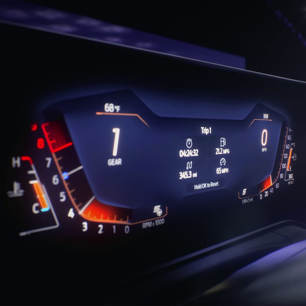 Digitaal paneel van de Ford Mustang