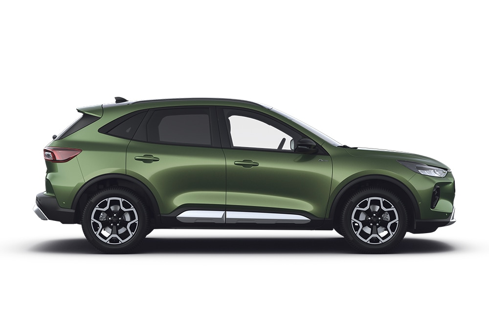 Groene Ford Kuga, onderdeel van de serie gezinswagens van Ford.