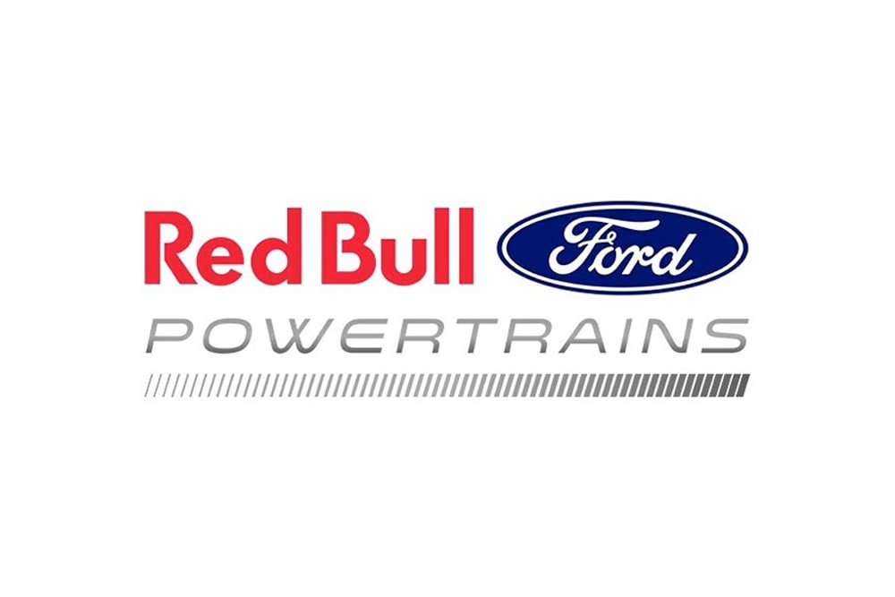 Red Bull Ford Powertrains-logo voor Formule 1 op een witte achtergrond