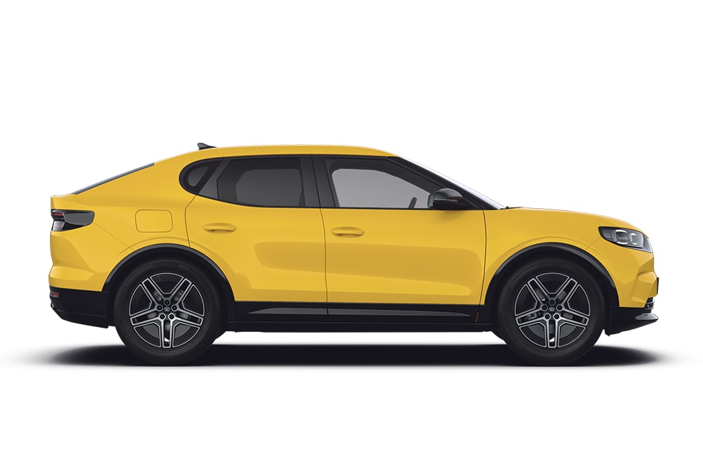 Gele Ford Capri, onderdeel van de Ford SUV-reeks.