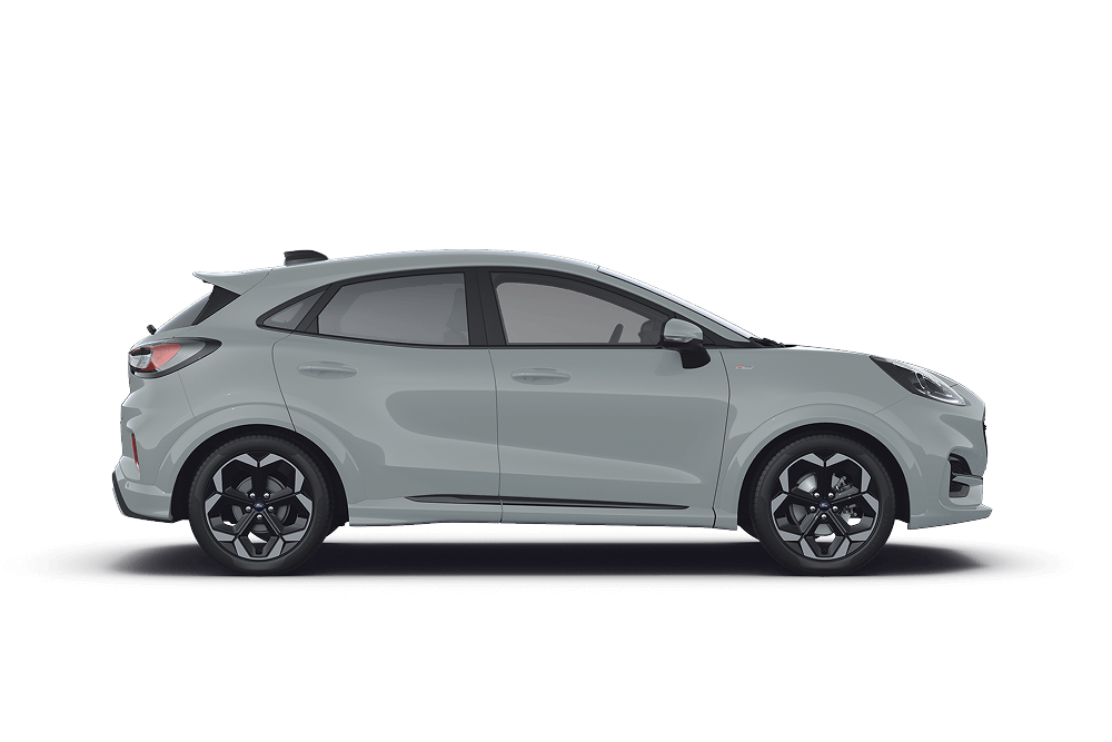 Zijaanzicht van een Ford Puma