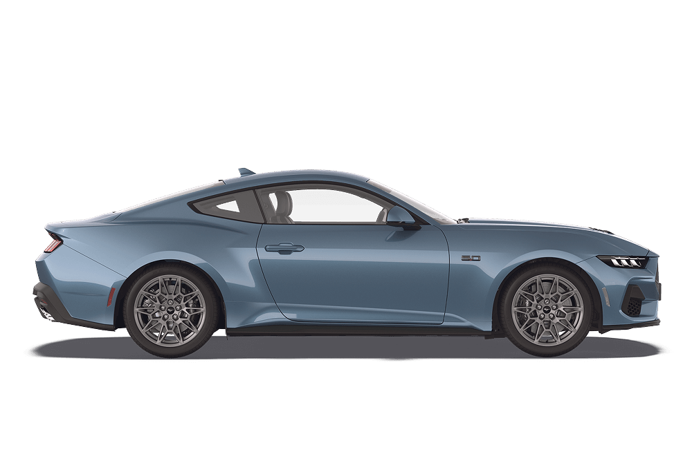 Zijaanzicht van een Ford Mustang