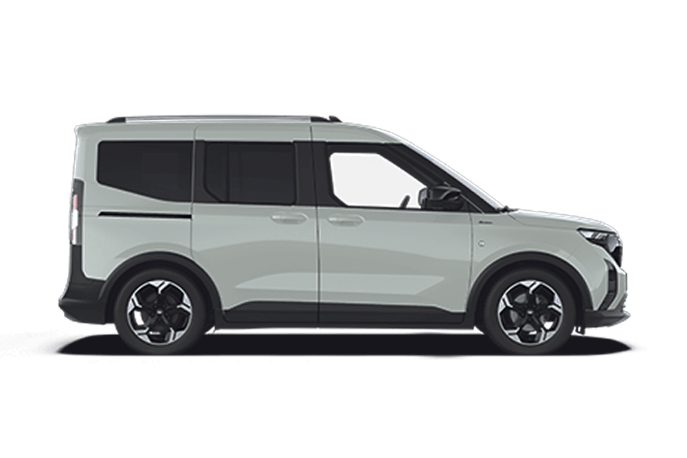 Zijaanzicht van een Ford E-Tourneo Courier