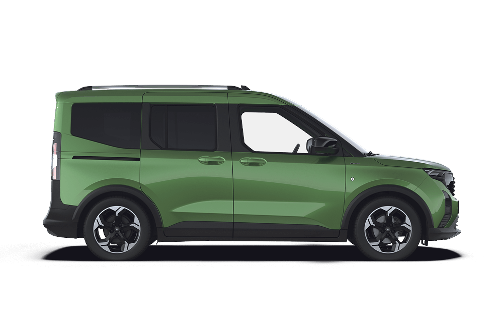 Zijaanzicht van een Ford Tourneo Courier