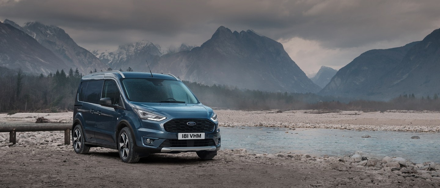 New Blue Ford Transit Connect Active front view