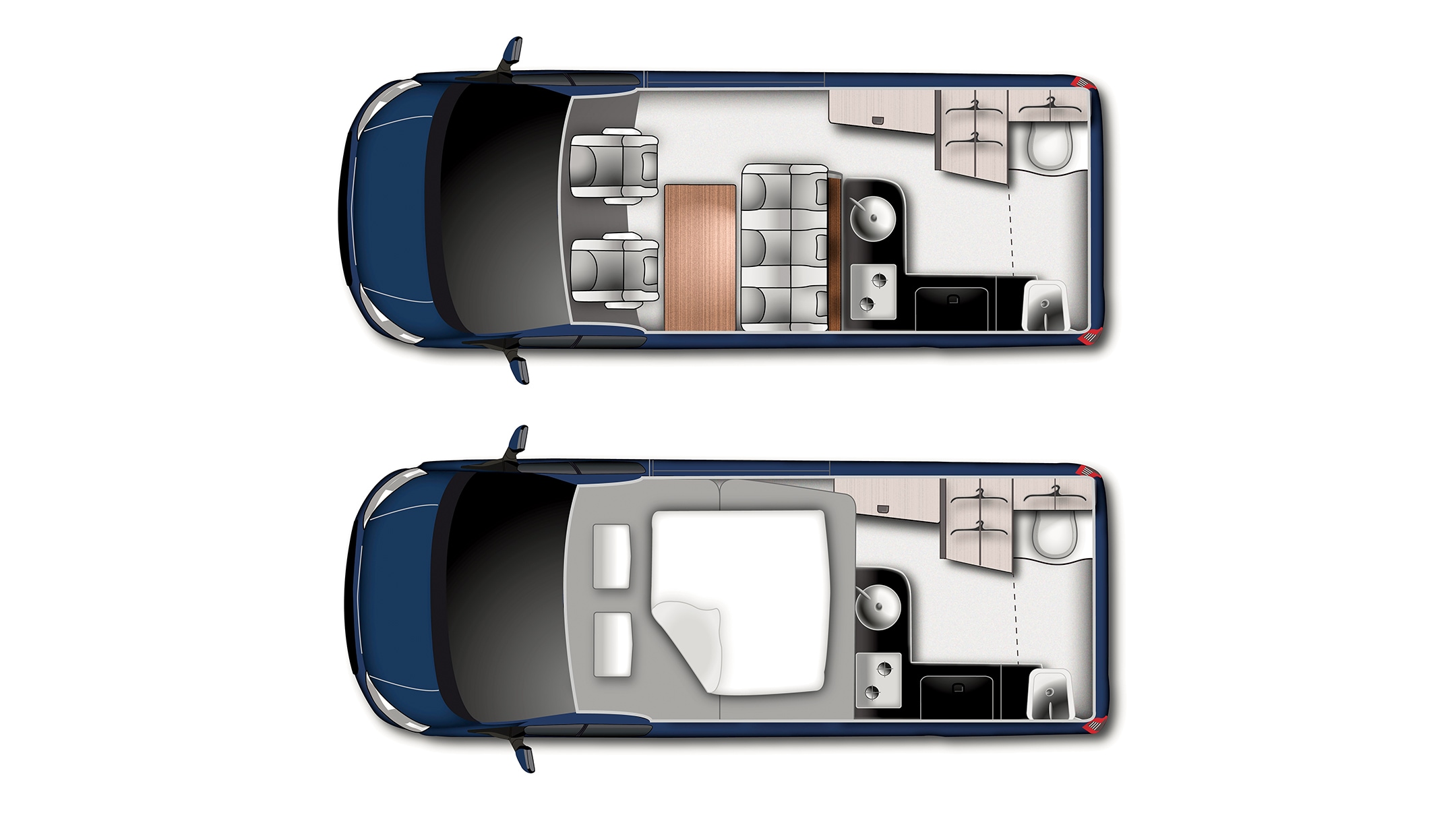 New Transit Custom Nugget Plus interior floor plan graphic