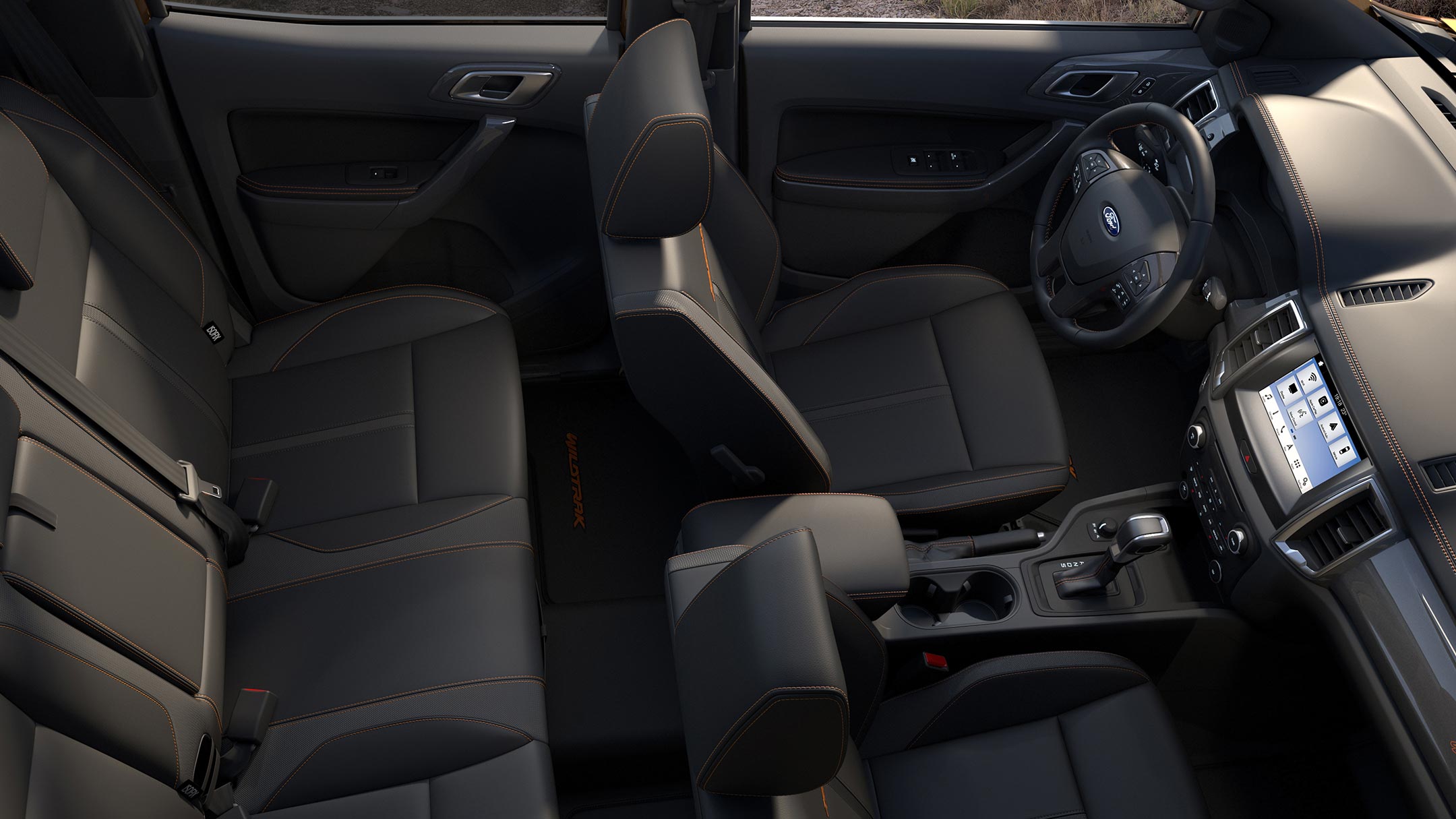 Ford Ranger Wildtrak volledig interieur, bovenaanzicht
