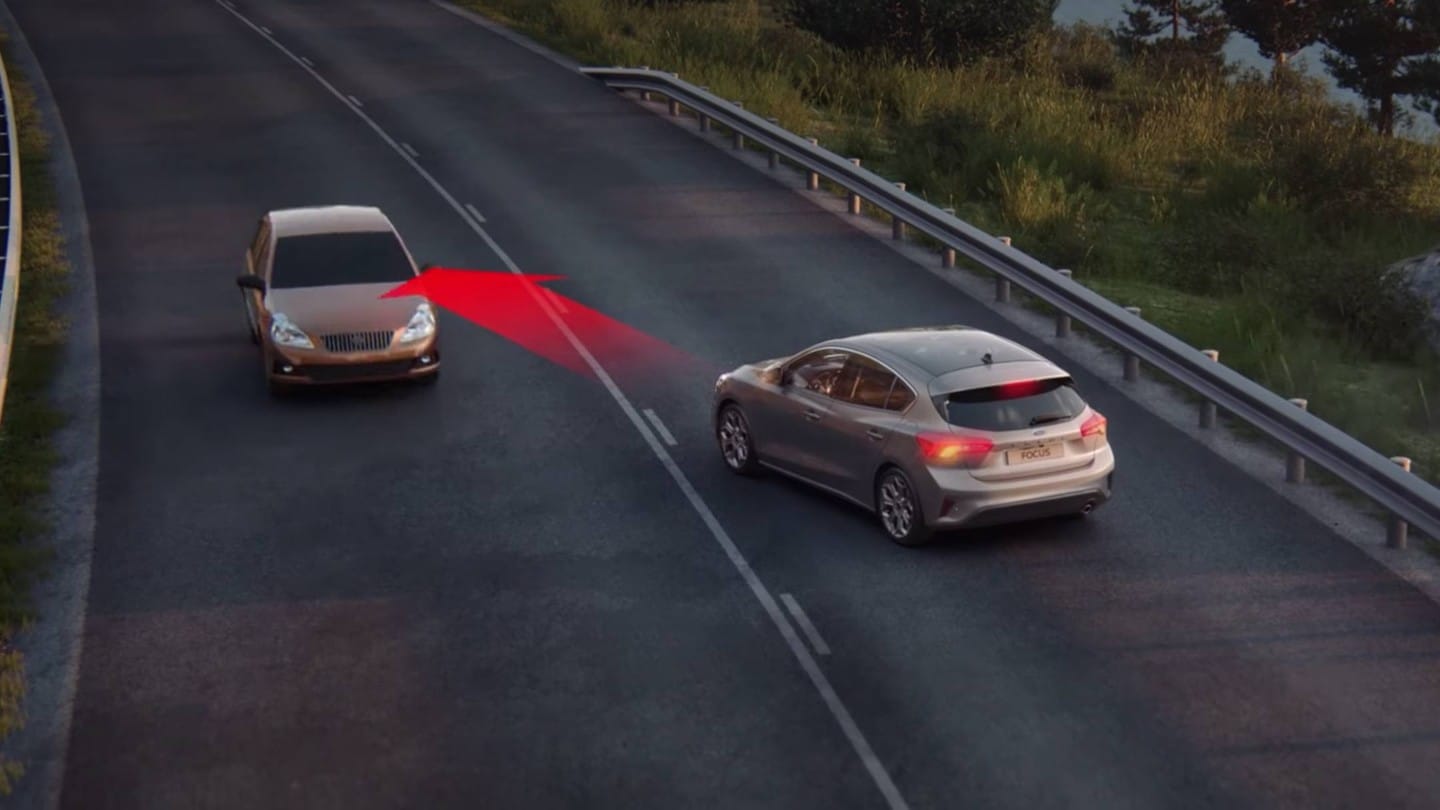 Graphic showing the post collision braking system