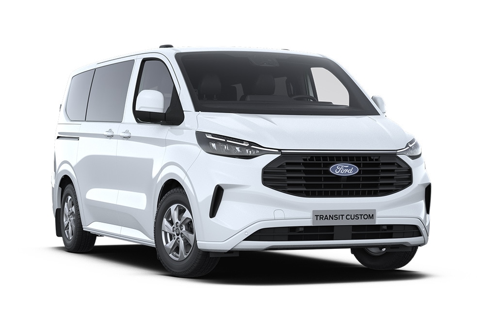 Witte Ford Transit Custom Kombi.