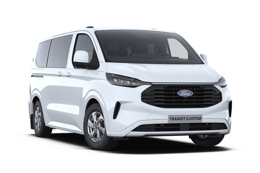 Witte Ford Transit Custom Kombi.