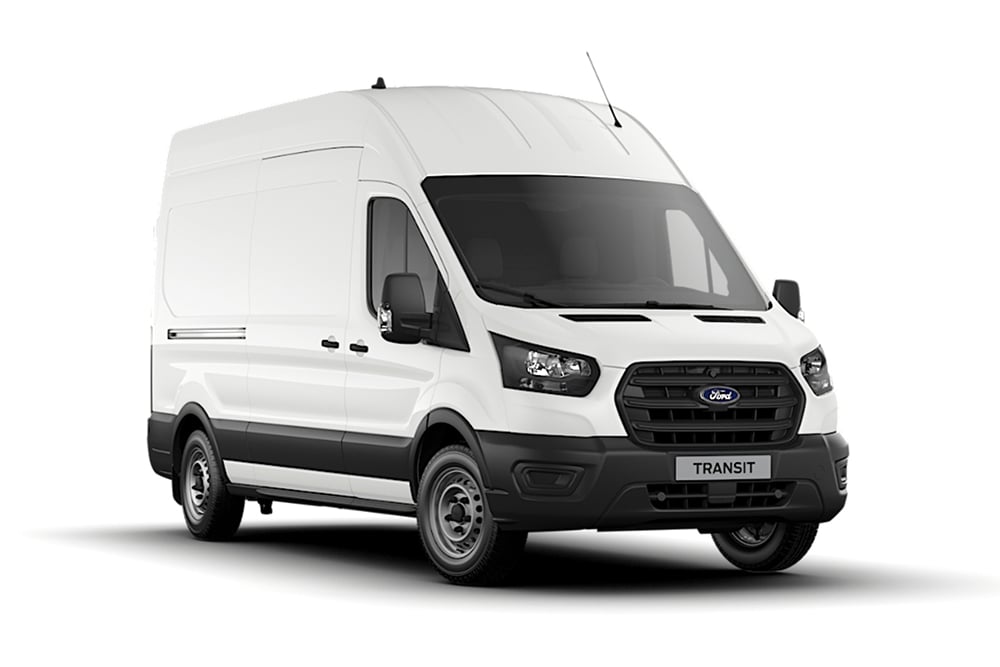 Witte Ford Transit bestelwagen uit de basisserie.