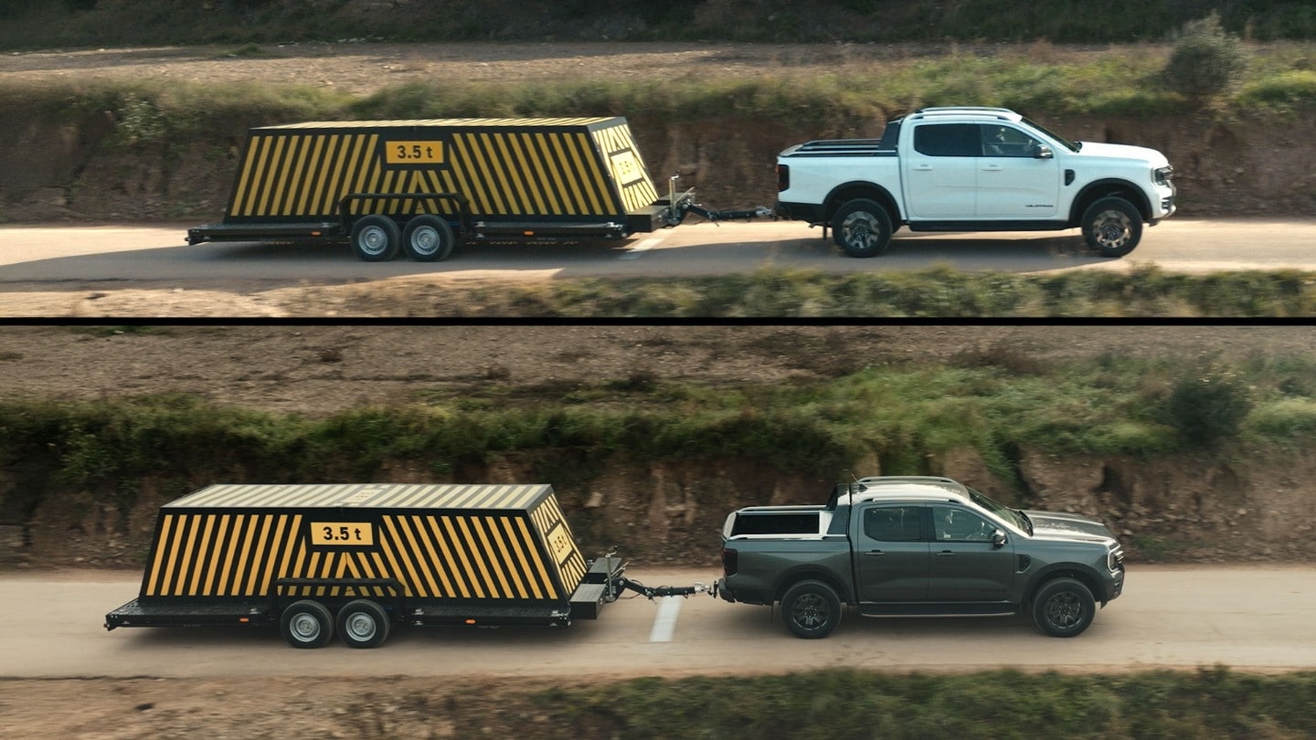 Film van Ranger versus Ranger: De Ranger Plug-in Hybrid en Ranger 2.0-liter diesel namen het tegen elkaar op in een reeks uitdagingen. 