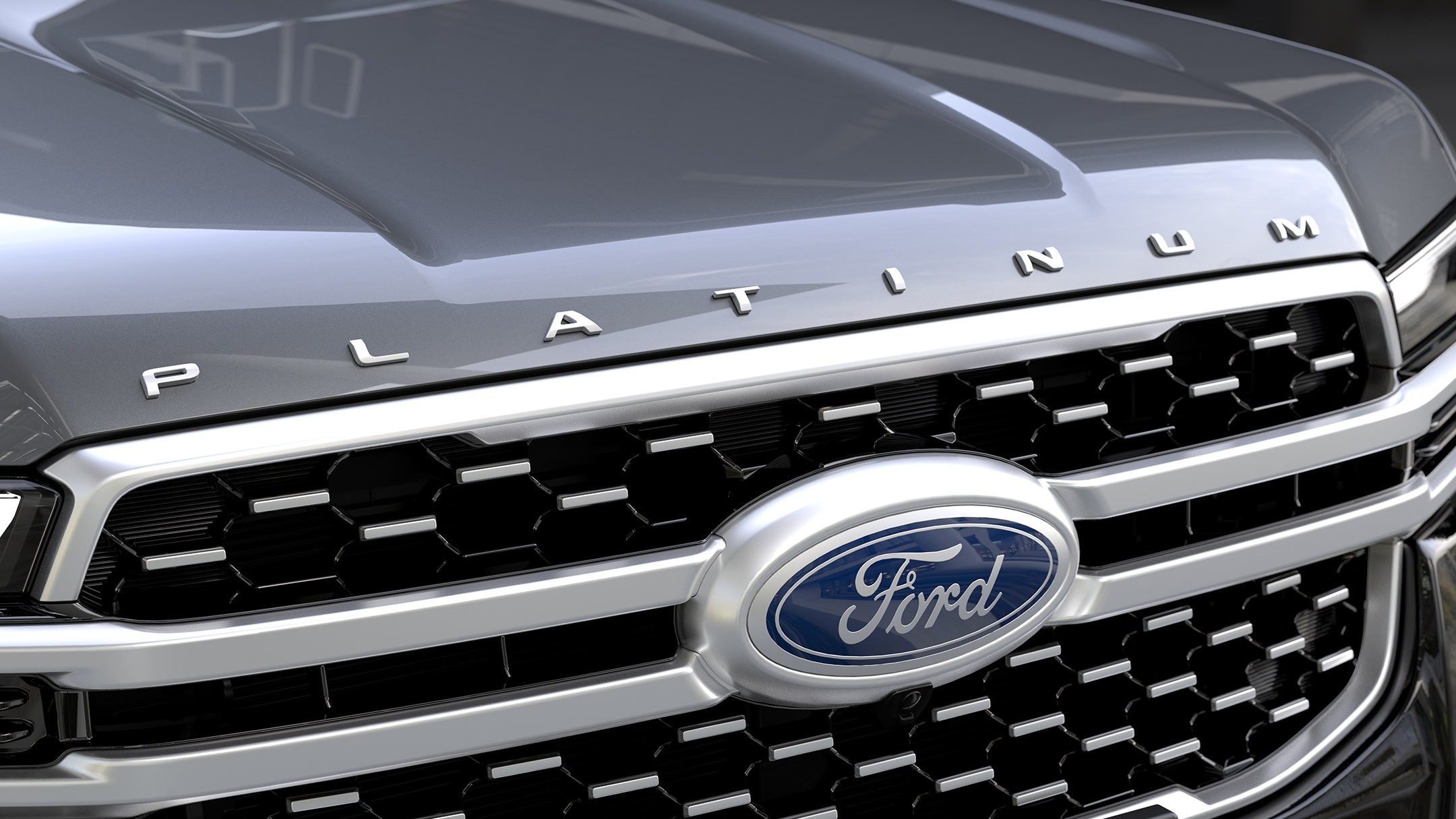 Details grille aan voorzijde van de geheel nieuwe Ford Ranger