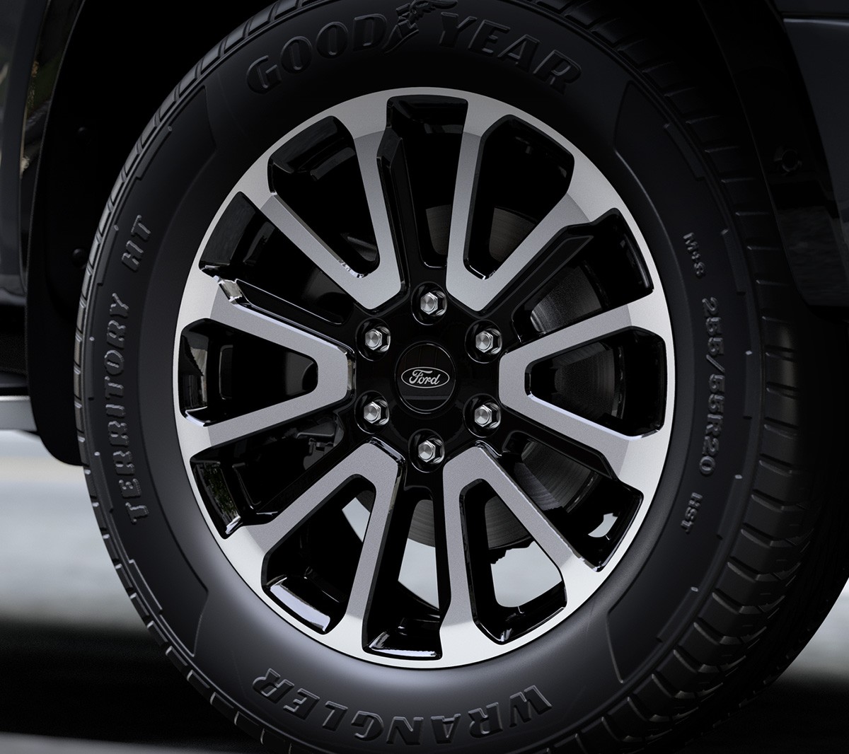 Close-up wiel van de geheel nieuwe Ford Ranger Platinum