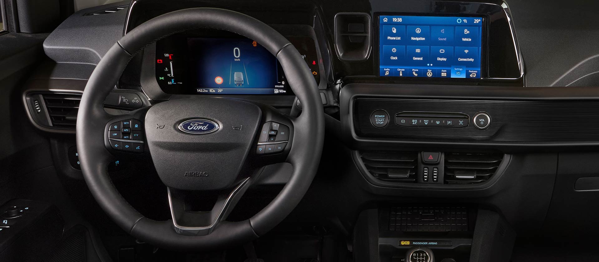 New Ford Transit Courier steering wheel and dashboard