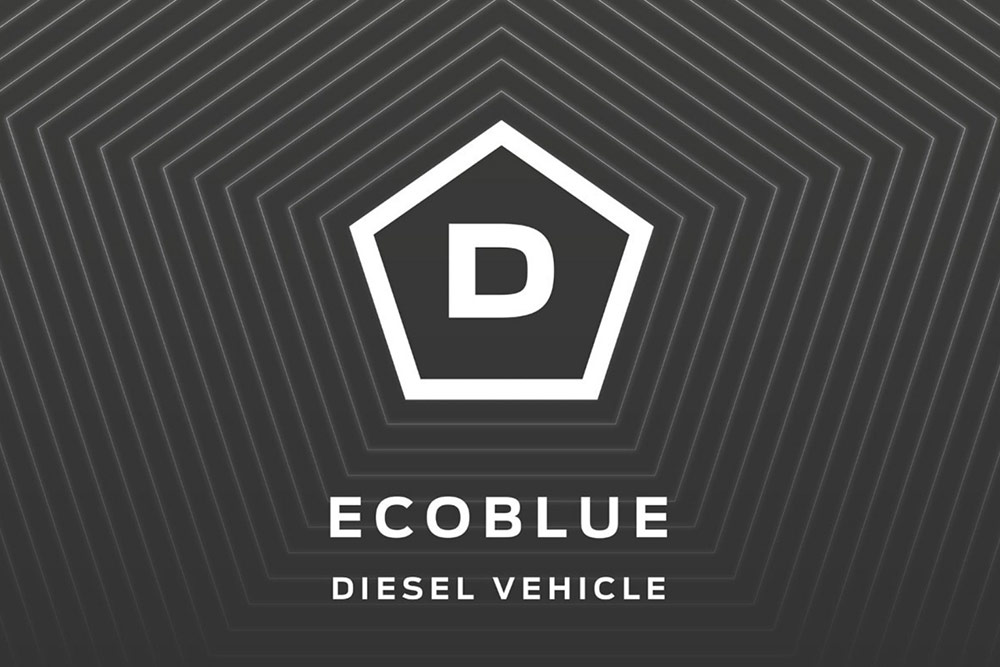 Logo van een EcoBlue dieselvoertuig
