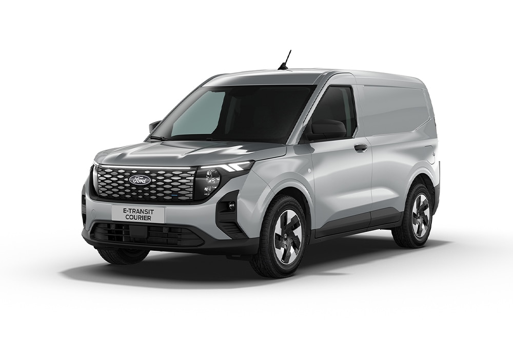 Zilveren Ford E-Transit Courier