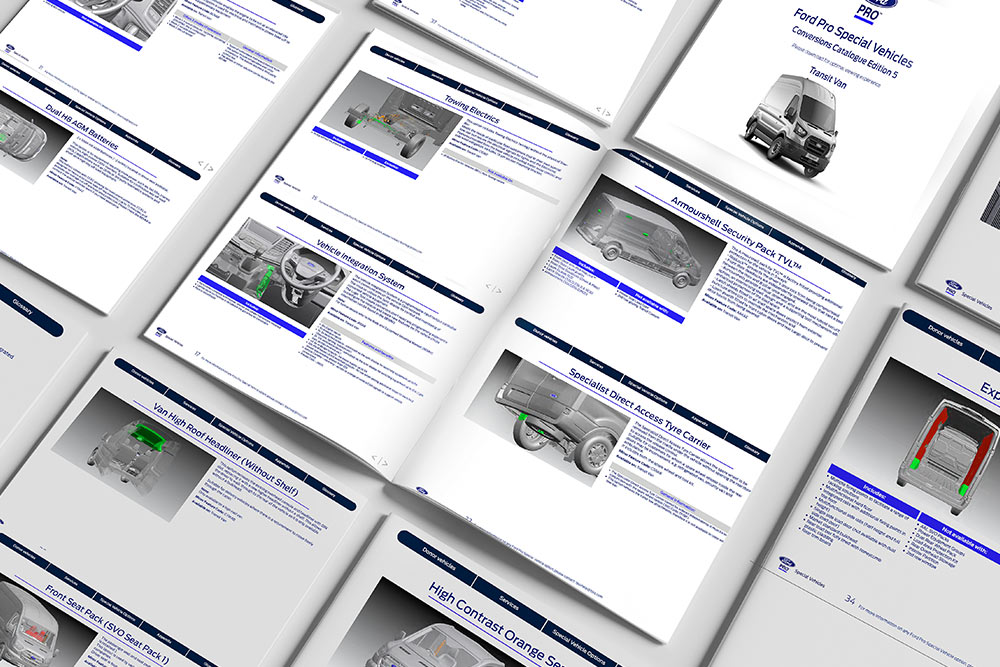 Ford Pro conversiecatalogus geopend op technische pagina's.