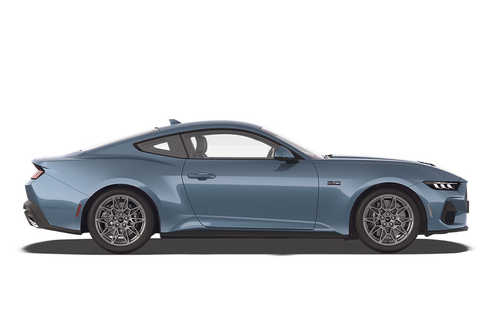 Blauwe Ford Mustang