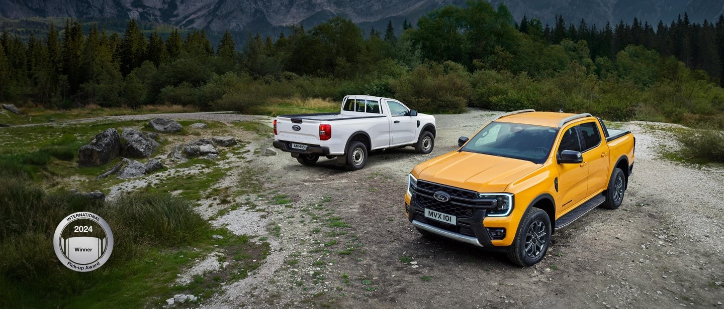 All-New Ford Wildtrak parked near mountains 3/4 front view