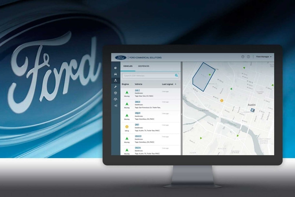Computerscherm met Ford Commercial Solution